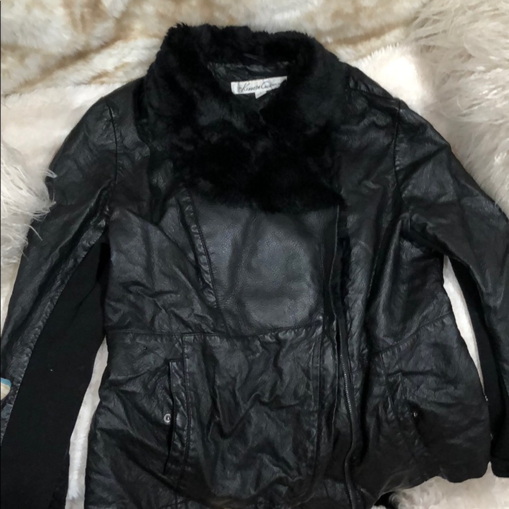 Kenneth Cole fur collar winter coat